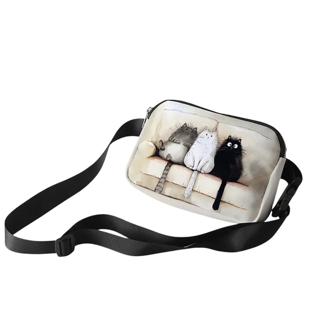 Whimsical Cat Fanny Pack Crossbody Bag